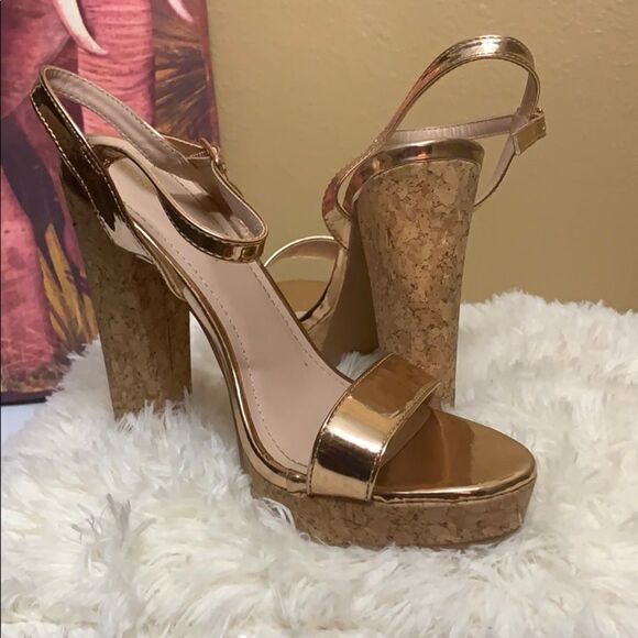 Rose gold Cork Heel - Picture 1 of 8